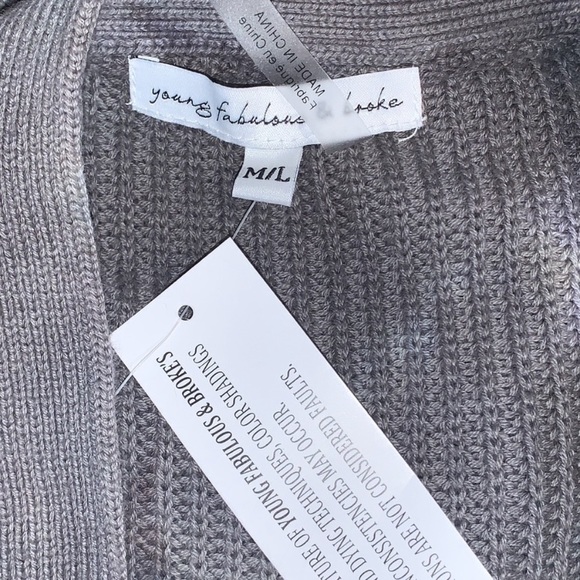Young, Fabulous & Broke tie dye ripped V-neck Indie Cardigan in Grey. - size M/L - Picture 11 of 14